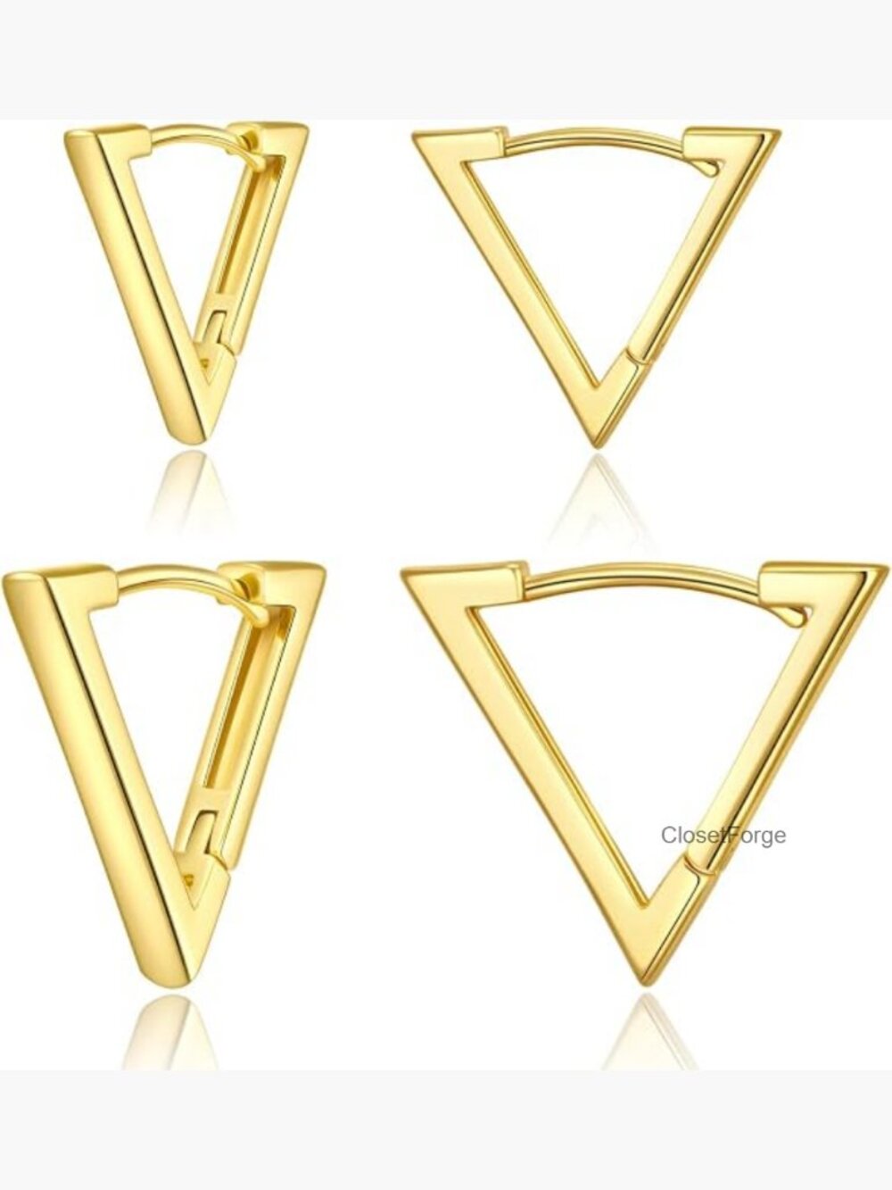 Minimalist Geometric Triangle Huggies Hoop Earrings Set of 2 Pairs